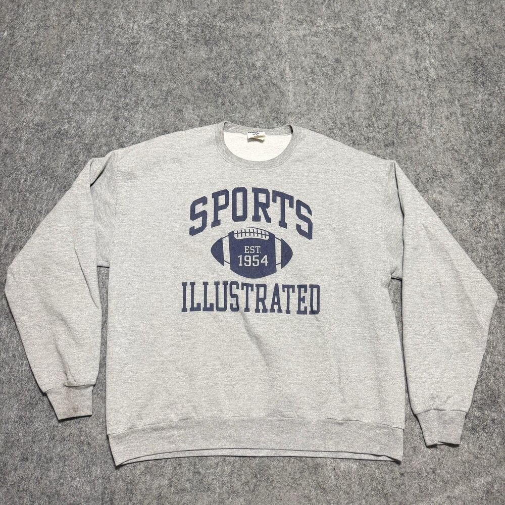Vintage 90s Sports Illustrated Jerzees Crewneck Sweatshirt XL Gray Pullover Y2K